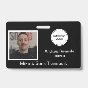 Employee Photo Company Logo Name Black and White Badge