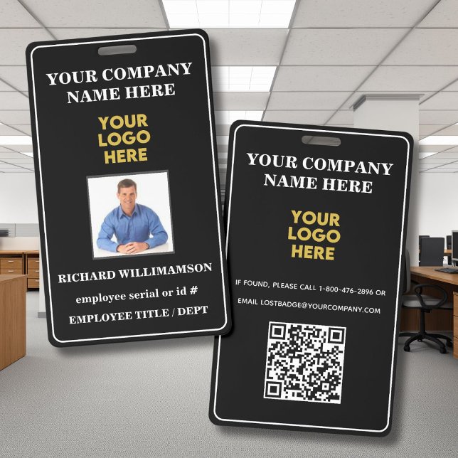 Employee Photo Company Logo QR Code Badge (Creator Uploaded)