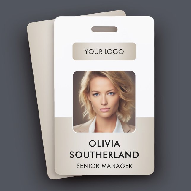 Employee Photo Company Logo Soft Gold Security ID  Badge (Creator Uploaded)