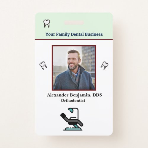 Employee Photo Dentist Logo Bar Code ID Badge