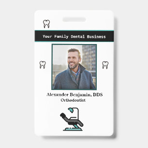 Employee Photo Dentist Logo Bar Code Name Badge