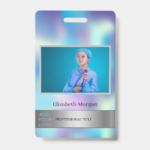 Employee Photo Holographic Add Your Logo Badge