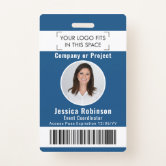 Modern Blue Security Custom Name Guard Employee Badge, Zazzle