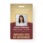 Employee Photo ID Barcode Logo Burgundy Gold Curve