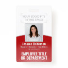 Employee Photo ID Barcode Your Logo Red Curve