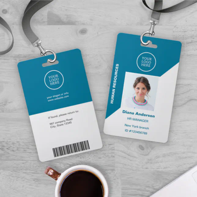 Employee Photo ID Company logo Barcode Security Badge | Zazzle