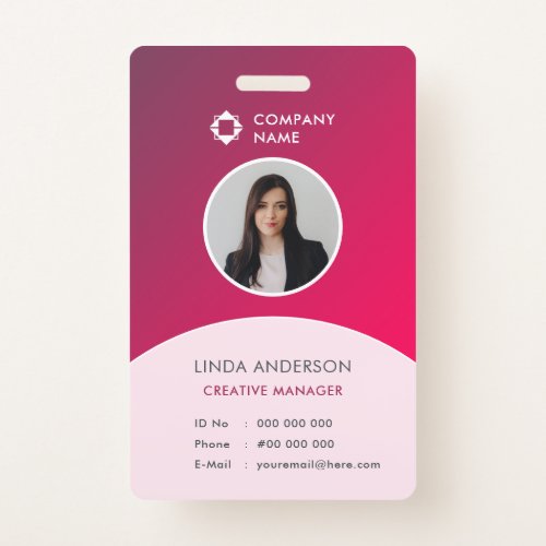 Employee Photo ID Company Logo Gradient Stylish Badge
