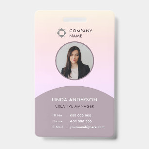 Employee Photo ID Company Logo Gray And Pale Pink Badge