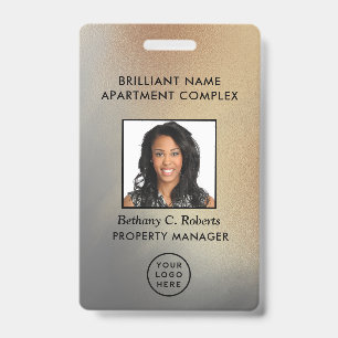Employee Photo ID Gold Gray Personalized Badge