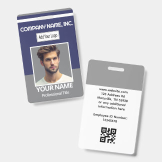 Employee Photo ID - Gray, White, Navy Blue Badge