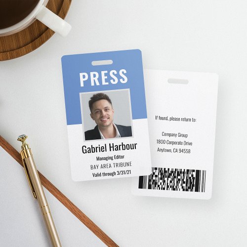 Employee Photo ID Journalist Press Pass Badge