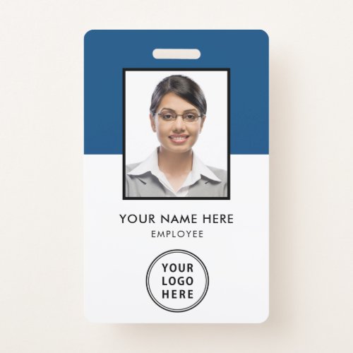 Employee Photo ID Logo Bar Code Blue Badge