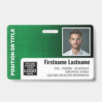 Employee Photo ID logo bar code modern linen green