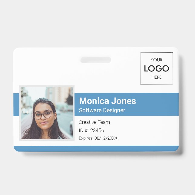 Employee Photo ID Logo Blue Badge (Front)