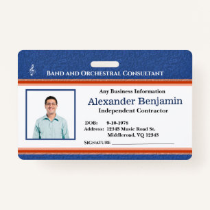 Employee Photo ID Logo Music Conductor Custom Badge