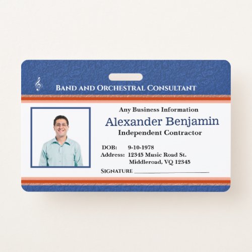 Employee Photo ID Logo Music Conductor Custom Badge
