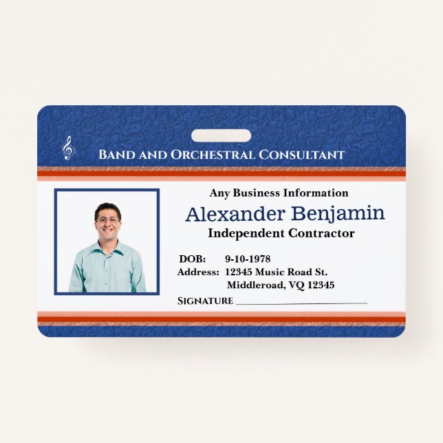 Employee Photo ID Logo Music Conductor Custom Badge (Front)