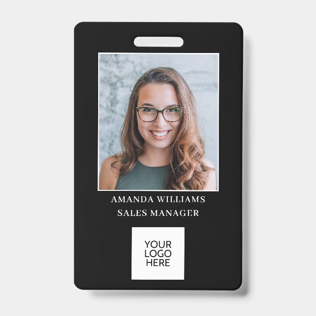 Employee Photo ID Logo QR Code Badge (Front)