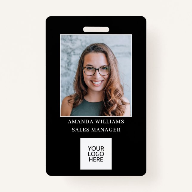 Employee Photo ID Logo QR Code Badge (Front)