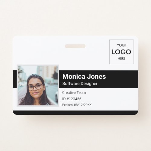 Employee Photo ID Logo QR Code Black Badge