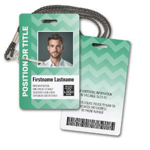 Employee Photo ID - modern chevron, logo bar code Badge