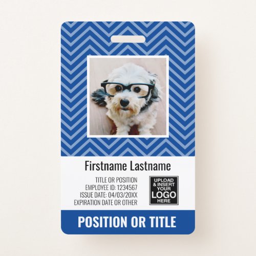 Employee Photo ID _ modern chevron logo bar code Badge