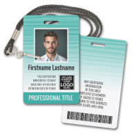 Employee Photo ID - modern stripes, logo, bar code