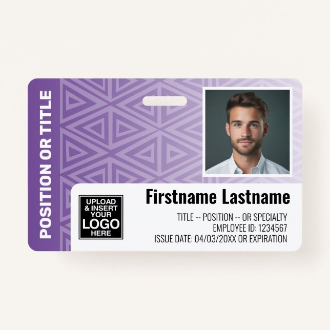 Employee Photo ID - modern tribal, logo bar code Badge (Front)