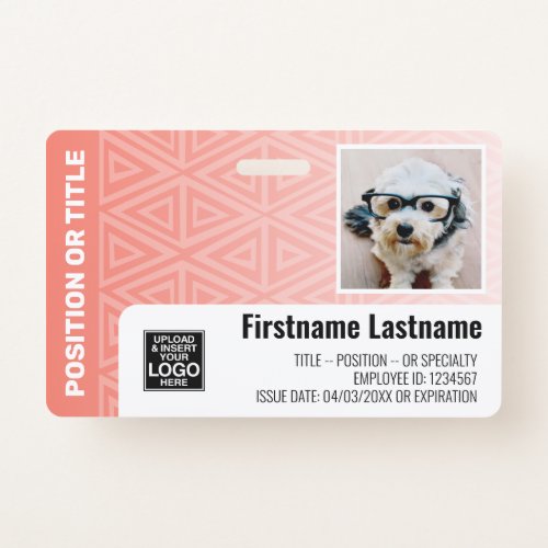 Employee Photo ID _ modern tribal logo bar coral Badge