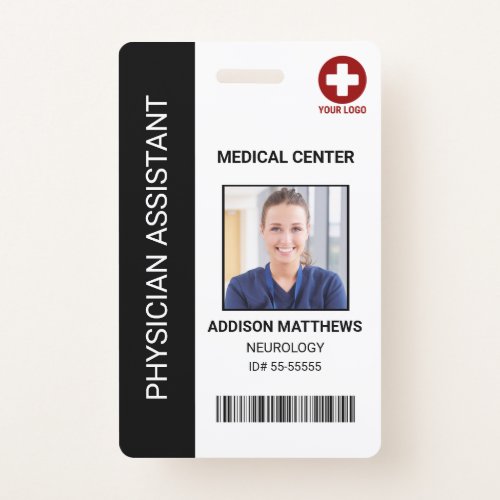 Employee Photo ID Name Tag Black Hospital Medical Badge