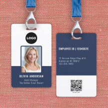 Employee Photo ID Navy QR Code Company Logo