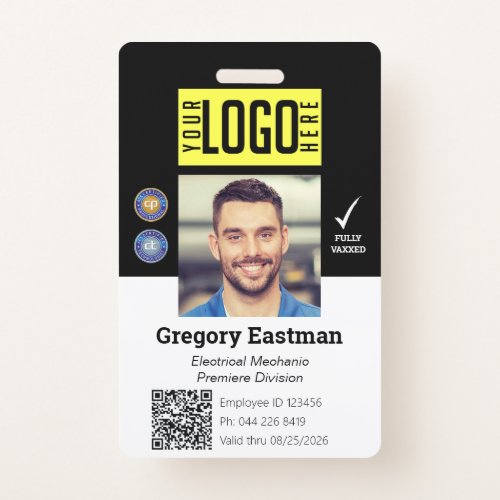 Employee Photo ID QR Code Black Badge