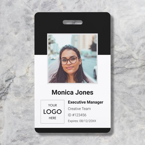 Employee Photo ID QR Code Black Badge