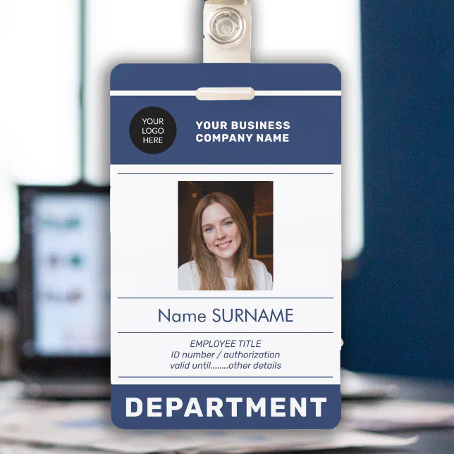 Employee photo ID QR CODE company security Badge | Zazzle