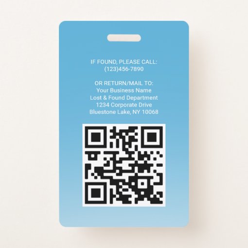 Employee Photo ID QR Code Logo Turquoise Blue Arc Badge | Zazzle