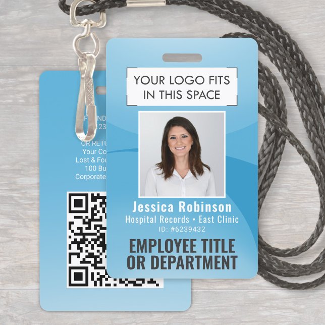 Employee Photo ID QR Code Logo Turquoise Blue Arc Badge (Creator Uploaded)