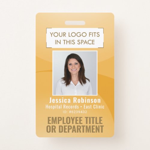 Employee Photo ID QR Code Logo Yellow Gold Arc Badge