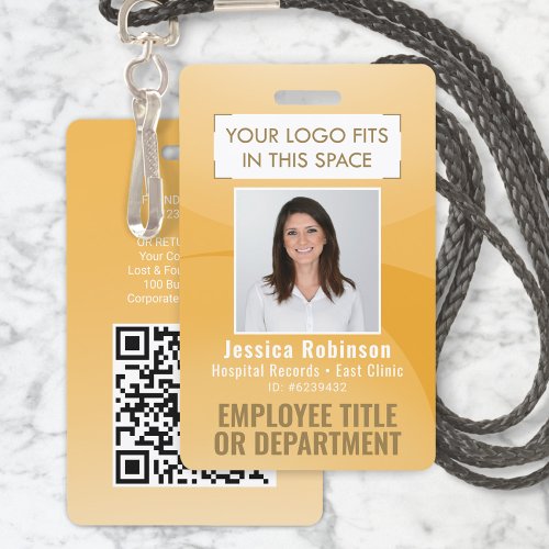 Employee Photo ID QR Code Logo Yellow Gold Arc Badge