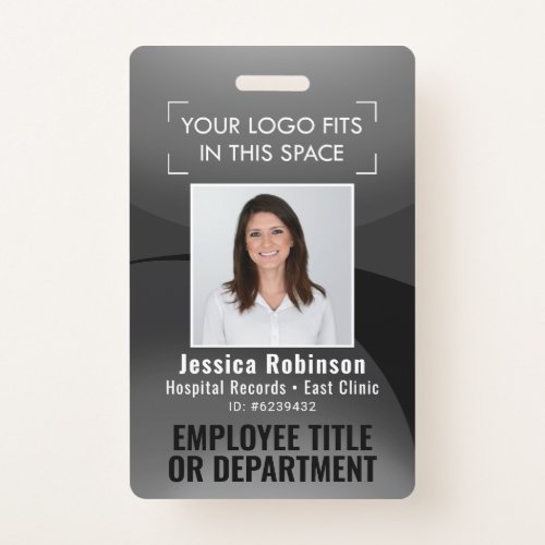 Employee Photo ID QR Code Your Logo Black Arc Badg Badge