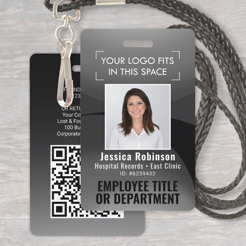 Employee Photo ID QR Code Your Logo Black Arc Badg Badge