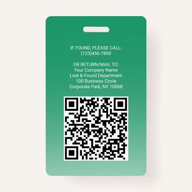 Employee Photo ID QR Code Your Logo Green Arc Badge Zazzle