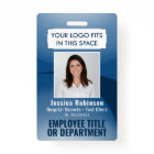 Employee Photo ID QR Code Your Logo Navy Blue Arc