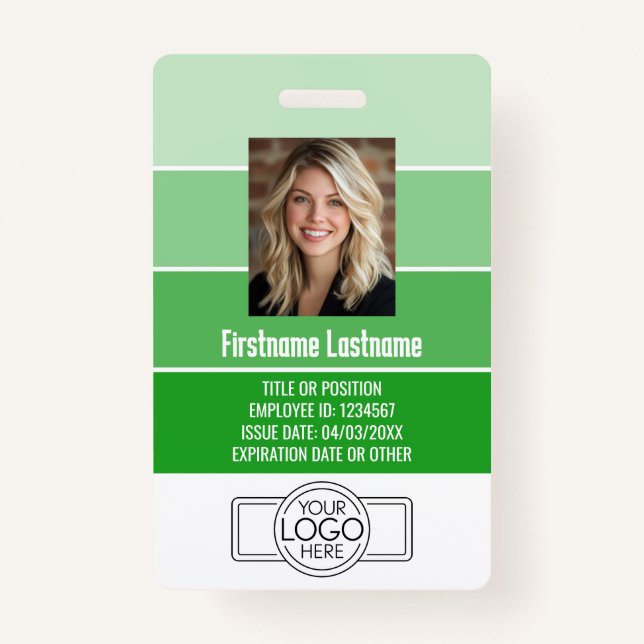 Employee Photo ID - stripes logo, professional Badge (Front)