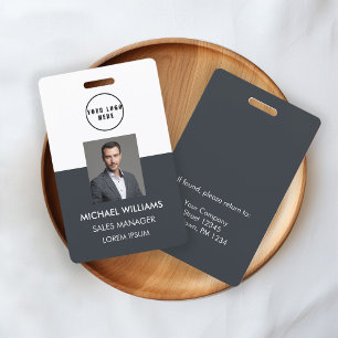 Employee Photo ID White Black Gray ID Card Badge