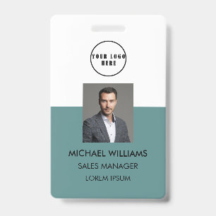 Employee Photo ID White Green Blue ID Card Badge