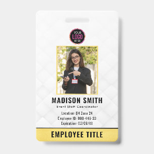 Employee Photo ID Your Logo Black Gold Badge