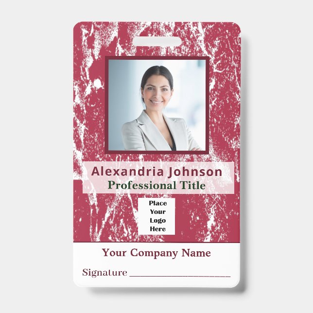 Employee Photo Identification ID Custom Card Badge (Front)