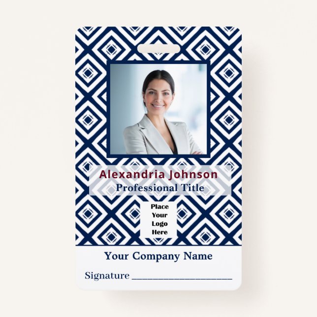 Employee Photo Identification ID Custom Card Badge (Front)