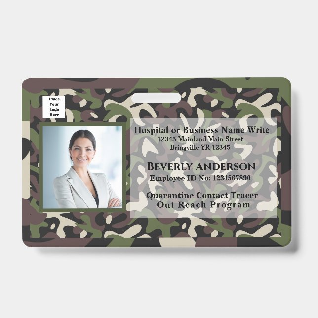 Employee Photo Logo Bar Code Business Custom Badge (Front)