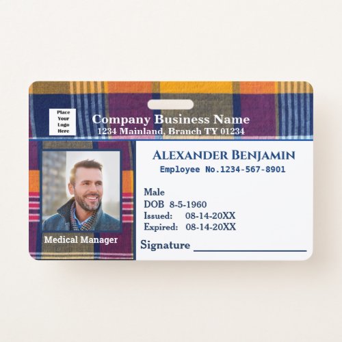 Employee Photo Logo Bar Code ID Card Badge